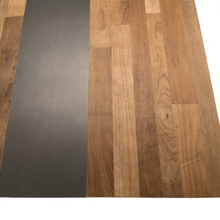 Table basse carrée MAXENCE 120x120cm bois teck recyclé métal noir