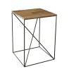 MAXENCE - Square Side Table Teak Wood Recycled 35x35cm Black Metal