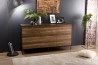 MAXENCE - Natural and Black Sideboard with 3 Doors | Recycled Teak Wood