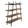 SIXTINE Pyramid Shelf Unit 4 Tiers Recycled Teak Black Metal