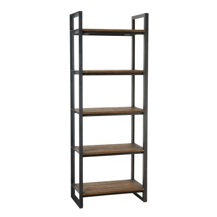 SIXTINE Double-sided Shelf Unit 5 Tiers 75x40x200cm Recycled Teak Black Metal