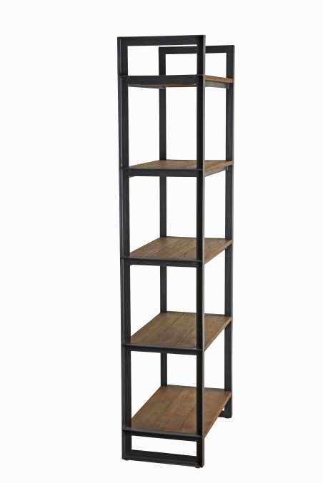 SIXTINE Double-sided Shelf Unit 5 Tiers 75x40x200cm Recycled Teak Black Metal