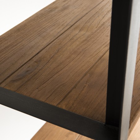 SIXTINE Double-sided Shelf Unit 5 Tiers 75x40x200cm Recycled Teak Black Metal
