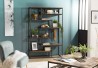 SIXTINE - Staggered Recto-Verso Shelf 120x40x180cm Recycled Teak Black Metal
