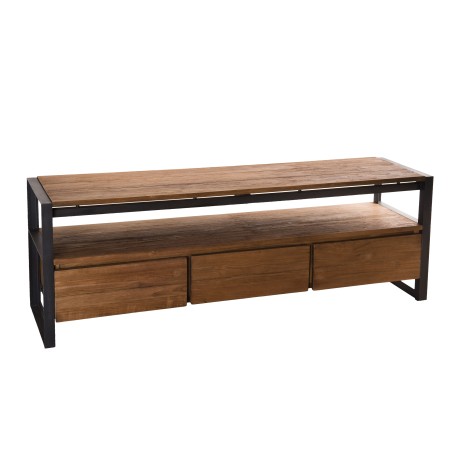 Meuble TV SIXTINE marron 3 tiroirs teck recyclé