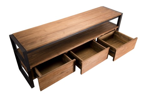 Meuble TV SIXTINE marron 3 tiroirs teck recyclé