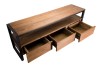 SIXTINE Brown TV Stand with 3 Drawers and 1 Shelf - Recycled Teak and Black Metal