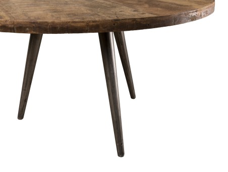 SIXTINE Round Brown Side Table 55x55cm - Recycled Teak with Metal Legs