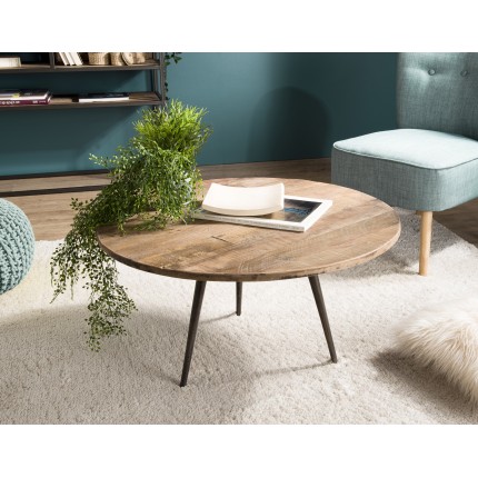 Table basse ronde marron SIXTINE 75x75cm teck recyclé