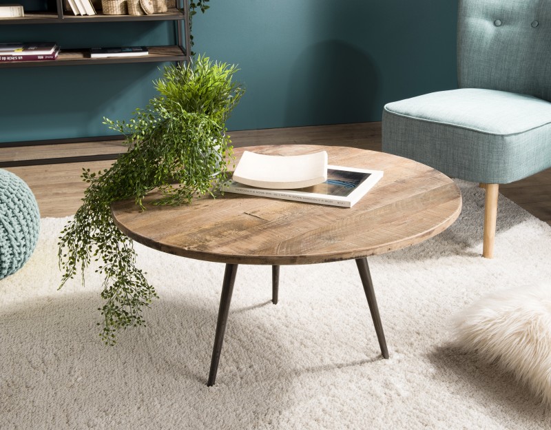 Table basse ronde marron SIXTINE 75x75cm teck recyclé Table basse ronde marron SIXTINE 75x75cm teck recyclé