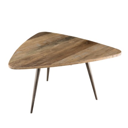 Table basse ovoïde SIXTINE en teck recyclé