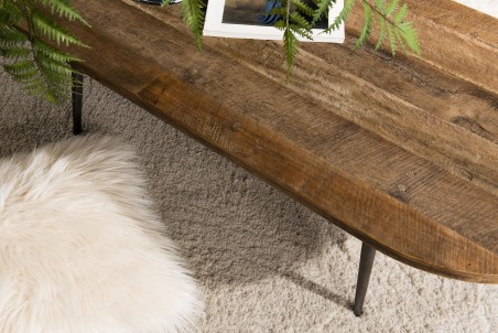SIXTINE Oval Brown Coffee Table | Recycled Teak & Metal Legs