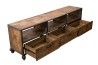 Meuble TV SIXTINE à roulettes marron 3 tiroirs 3 niches