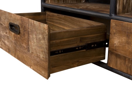 SIXTINE Brown TV Stand on Castors with 3 Drawers and 3 Compartments