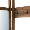 Portemanteau pliable marron SIXTINE - 4 patères - miroir teck recyclé