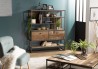 SIXTINE Brown Shelf with 2 Drawers and 7 Niches - Recycled Teak & Acacia Mahogany