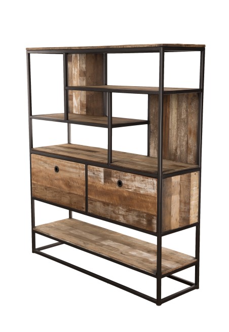 Étagère marron SIXTINE 2 tiroirs 7 niches Teck recyclé