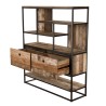 SIXTINE Brown Shelf with 2 Drawers and 7 Niches - Recycled Teak & Acacia Mahogany