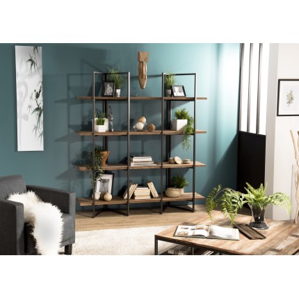 Étagère marron 4 niveaux Teck recyclé Acacia Mahogany