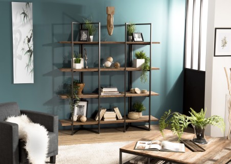 Étagère marron 4 niveaux Teck recyclé Acacia Mahogany