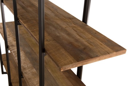 SIXTINE Brown Shelf with 4 Levels - Recycled Teak, Acacia, Mahogany, Black Metal