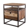 SIXTINE Bedside Table with Shelf and Drawer - Recycled Teak Acacia Mahogany Metal