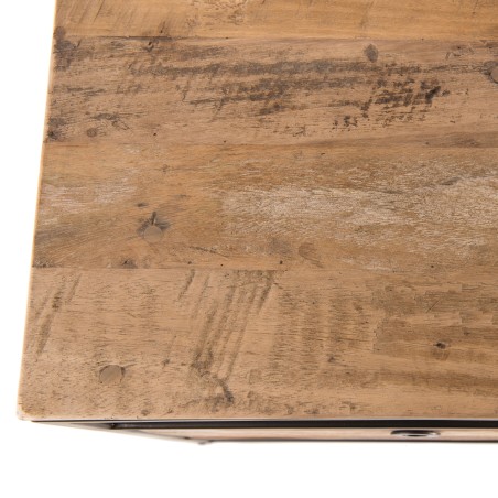 Table chevet d'appoint SIXTINE - Teck recyclé et métal noir