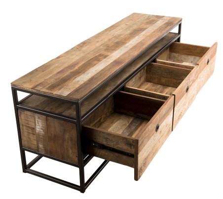 Meuble TV SIXTINE marron 3 tiroirs Teck recyclé