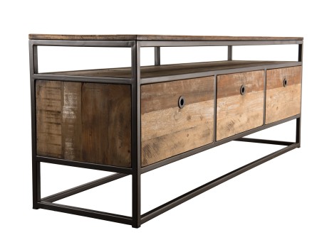Meuble TV SIXTINE marron 3 tiroirs Teck recyclé