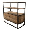 SIXTINE Brown Shelf with 1 Drawer - Recycled Teak Acacia Mahogany and Black Metal