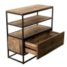 SIXTINE Brown Shelf with 1 Drawer - Recycled Teak Acacia Mahogany and Black Metal