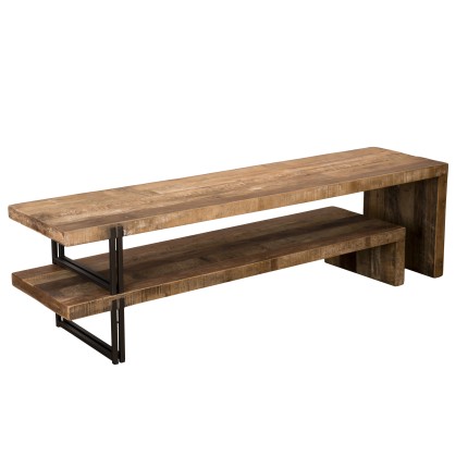 Meuble TV SIXTINE marron 2 niveaux Teck Acacia Mahogany recyclé