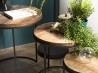 Set de 3 tables d'appoint rondes marrons en teck recyclé