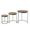 Set de 3 tables d'appoint rondes marrons en teck recyclé