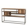 SIXTINE Console Brown 4 Levels Recycled Teak Acacia Mahogany Metal Black