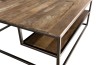 SIXTINE Square Coffee Table with Shelves 100x100cm - Recycled Teak, Acacia Mahogany, Black Metal