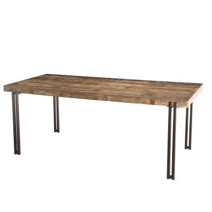 SIXTINE Rectangular Dining Table 200x90cm Recycled Teak Black Metal Legs