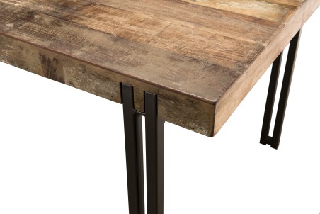 SIXTINE Rectangular Dining Table 200x90cm Recycled Teak Black Metal Legs