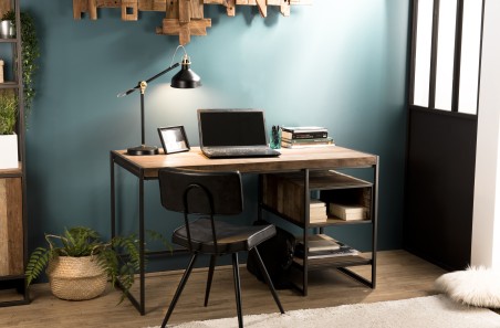 Bureau SIXTINE en teck recyclé - 1 niche et 1 tablette