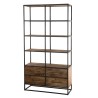 SIXTINE - Brown 4 Tier 4 Drawer Recycled Teak and Black Metal Shelf
