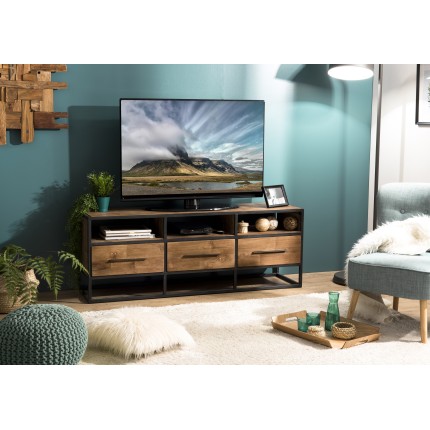 SIXTINE Brown TV Stand with 3 Compartments and 3 Drawers