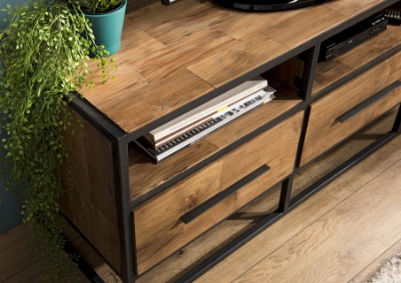 SIXTINE Brown TV Stand with 3 Compartments and 3 Drawers