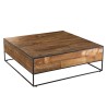 SIXTINE Square Wooden Coffee Table 100x100cm - Recycled Teak and Metal