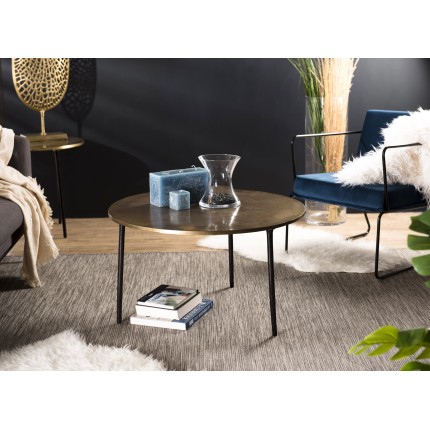 JOHAN Round Coffee Table 80x80cm - Gold Aluminum Top, Black Legs
