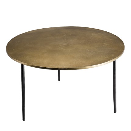 Table basse ronde JOHAN 80x80cm doré et noir