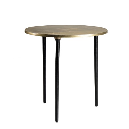 Table d'appoint ronde JOHAN 51x51cm - Aluminium doré et pieds noirs