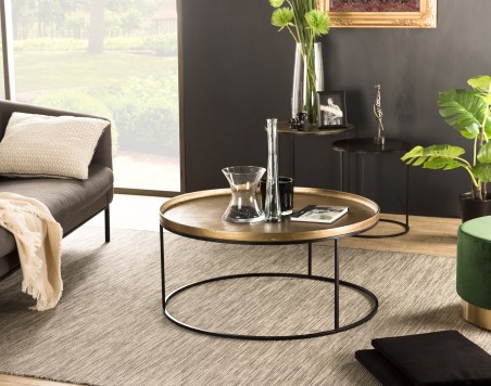 Table basse ronde JOHAN 88x88cm aluminium doré