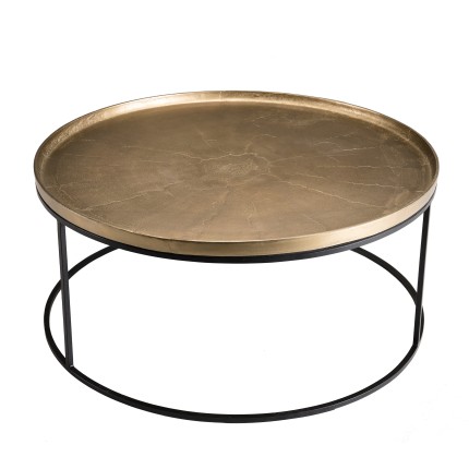 JOHAN Round Coffee Table 88x88cm - Gold Aluminum with Black Metal Legs