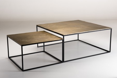 JOHAN - Set of 2 Nesting Tables in Gold Aluminum