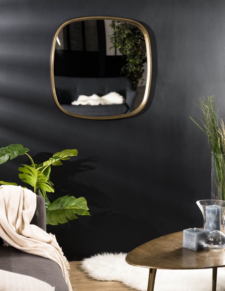 Miroir JOHAN 69x70cm coins arrondis doré
